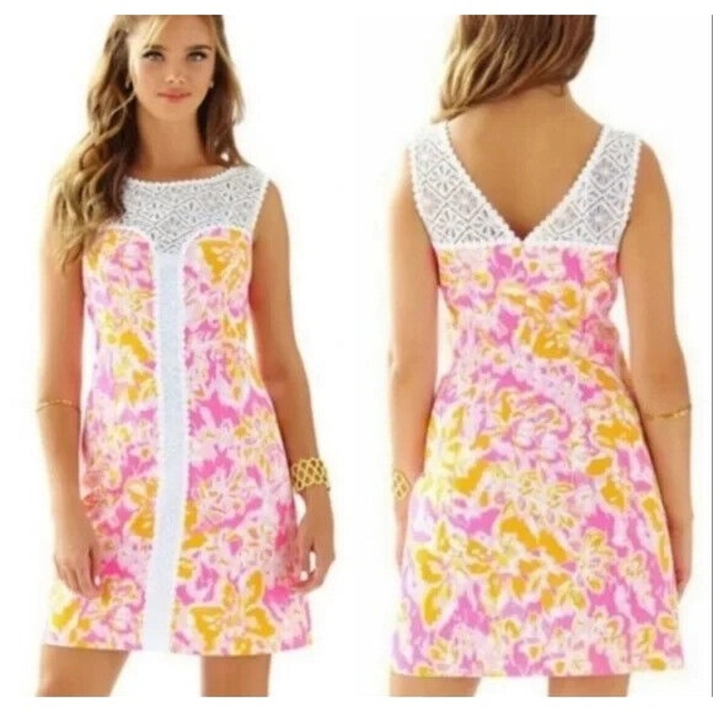 NWT Lilly‎ Pulitzer Sofia Shift Dress Oh La La sz 0 Lace - Picture 2 of 9